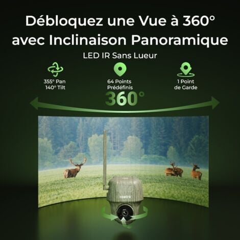 Reolink 4K 8MP 4G LTE Caméra Surveillance sur Batterie Exterieur, 360° Vue, Pan&Tilt, Détection de l'animal, Vision nocturne sans reflet, Audio Bidirectionnel, Carte SD 32 Go, +Panneau Solaire