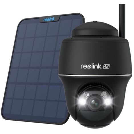 Reolink – Caméra de surveillance 4K sans fil avec panneau solaire – Vision nocturne couleur – Détection PIR – Angle d'inclinaison 140°