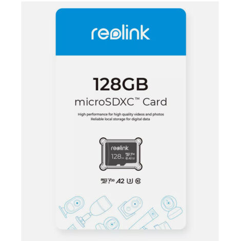 Reolink Carte MicroSD 128Go, Carte Mémoire TF Compatible avec Caméra de Surveillance Reolink, Noir