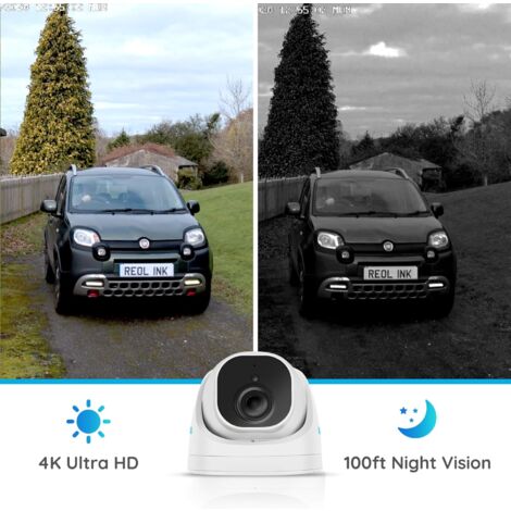 Reolink Caméra de Surveillance PoE 4K/8MP avec Détection de Personne et Véhicule, Vision Nocturne IR, Dôme, RLC-820A Blanc