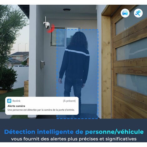Reolink Caméra de Surveillance 4G Batterie Sans Fil 2K 4MP HD, Pan & Tilt, Smart Détection, Zoom numérique 16x, Vision nocturne, Go PT Plus avec Panneau Solaire