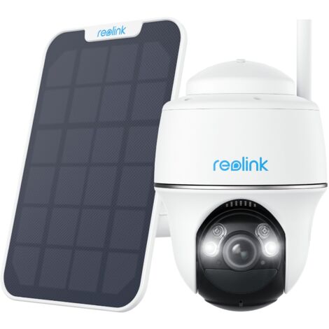 Reolink Caméra de Surveillance Batterie WiFi 2,4/ 5 GHz, 360° PanTilt, Vision Nocturne 2K, Détection Intelligente 2K 4MP HD, Audio Bidirectionnel, Argus PT + Panneau Solaire Kit Blanc