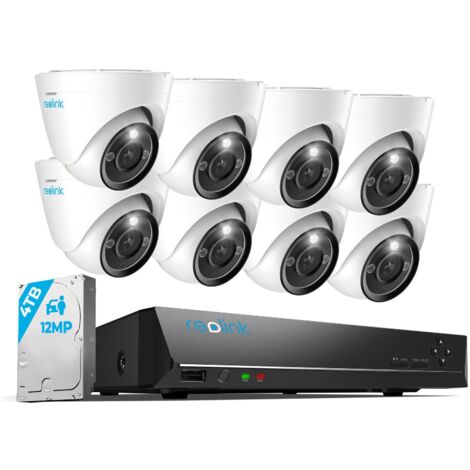Reolink 6K 12MP Kit de Surveillance,Détection de Personne/Véhicule,Audio Bidirectionnel,Vision Nocturne en Couleur,16CH 4To NVR et Caméra IP PoE 8X 6K 12MP,RLK16-1200D8-A