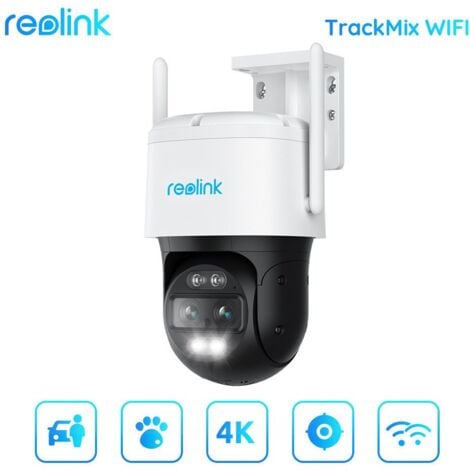Reolink 4K PTZ Camera Surveillance WiFi 2,4/5 GHz à Double Objectif, Zoom  6X, Détection Humaine/Véhicule/Chat/Chien, Suivi Automatique, Vision