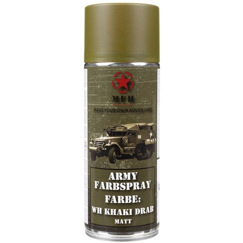 MFH Vernice Spray Verde Oliva Opaco RAL 6014 - 400 Ml Per Legno, Metallo, Plastica E Polistirolo