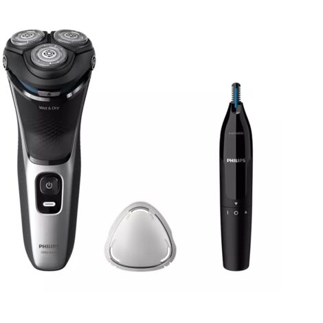 Philips Shaver 3000 Series S3143/02 Elektrischer Nass-/Trockenrasierer + Nasen-/Ohrschneider