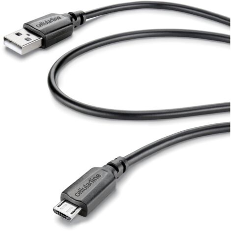 Cellularline Micro USB Kabel 1m schwarz USBDATACABMICROUSB Micro-USB -> USB-Stecker 2.0