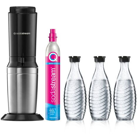 Sodastream CRYSTAL 3.0 Wassersprudler Vorteilspack mit 3 Glaskaraffen, schwarz 1016413490