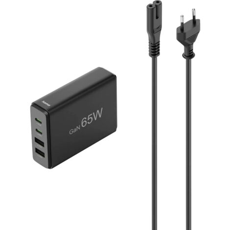 Hama USB-Ladestation 4 Ports, GaN, Schnellladegerät, 2xUSB-C, 2xUSB-A, PD, 65 W USB Ladestation 65 W (1/5)