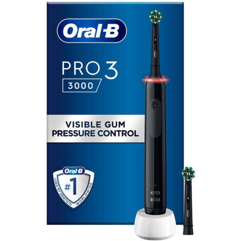 Braun Oral-B PRO 3 3000 mit 2 CrossAction Aufsteckbürsten, schwarz