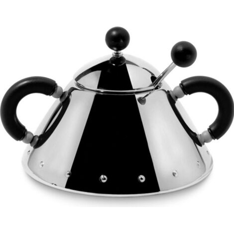 Alessi 9097 B Zuckerdose mit Löffel aus Edelstahl schwarz (1/2)