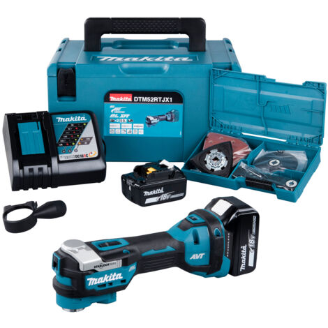 Makita – Multifunktionswerkzeug 18V – Brushless-Motor – Werkzeugwechsel ohne Werkzeug – 2 Akkus 5,0Ah – DTM52RTJX1 (1/5)