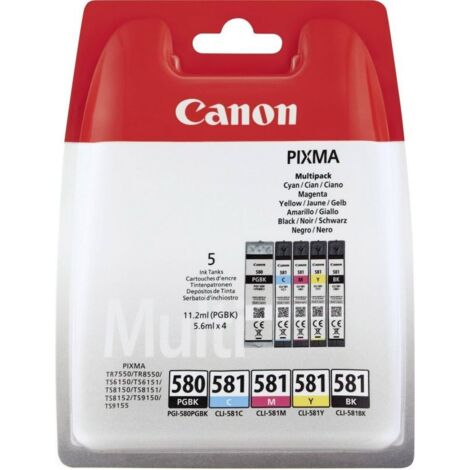 Canon PGI-580 PGBK/CLI-581 CMYBK Multipack - 5er-Pack - Schwarz, Gelb, Cyan, Magenta - original - Tintenbehälter