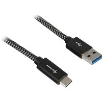 Sharkoon USB 3.2 Gen 2 Kabel, USB-A Stecker > USB-C Stecker ,schwarz/grau, 1 Meter, gesleevt