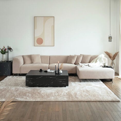 HOME DELUXE - Ecksofa TORINO - 344 x 178 cm Beige  Seitenauslage: Rechts  Sofa Couch Wohnzimmersofa Schlafsofa