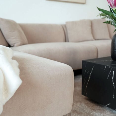 HOME DELUXE - Ecksofa TORINO - 344 x 178 cm Beige  Seitenauslage: Rechts  Sofa Couch Wohnzimmersofa Schlafsofa