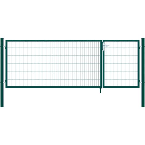 HOME DELUXE - Doppelflügel Gartentor ADITUS - Grün, 180 x 350 cm - inkl. Griff, Schloss, Schlüsseln und Bodenverriegelung I Gartenpforte Einfahrtstor Hoftür Gartentür Zauntor Pforte Hoftor (1/3)
