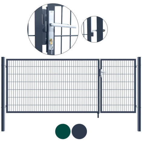 HOME DELUXE - Doppelflügel Gartentor ADITUS - Grün, 80 x 350 cm - inkl. Griff, Schloss, Schlüsseln und Bodenverriegelung I Gartenpforte Einfahrtstor Hoftür Gartentür Zauntor Pforte Hoftor (1/5)