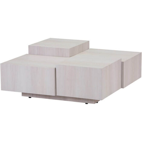 HOME DELUXE - Couchtisch NAYELI - Helle Holzoptik , Größe: 96 x 96 x 39 cm , - MDF Platte, ohne Montage I Wohnzimmertisch Beistelltisch Sofatisch  Couchtisch Sofatisch Tisch Wohnzimmertisch