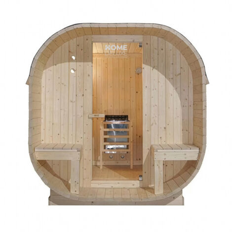 HOME DELUXE - Outdoor Sauna CUBE DELUXE - L - Maße: ca. 220 cm x 185 cm x 194 cm, Holz: Fichtenholz - inkl. Saunaofen und Saunazubehör I Gartensauna, Außensauna, Sauna Fass für 4 Personen  Sauna Outdo