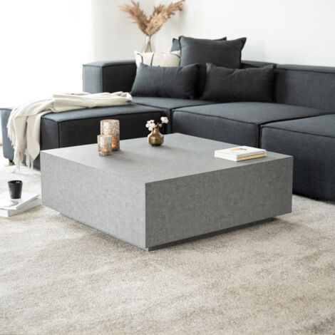 HOME DELUXE - Couchtisch Marmor AMIRI XL  Farbe: Grau, Größe: 95 x 35 x 95 cm  Couchtisch Sofatisch Tisch Couchtisch-Marmor
