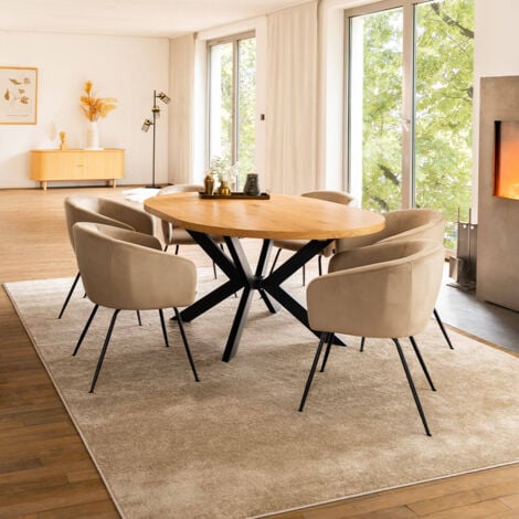 HOME DELUXE - Esstisch Rund Ausziehbar AVENTURA inkl. Sternfuß - 120-160 x 120 cm  Farbe: Light Oak  Tisch Esszimmertische Runder Esstisch