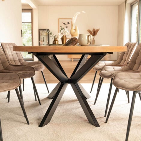 HOME DELUXE - Esstisch Rund Ausziehbar AVENTURA inkl. Sternfuß - 120-160 x 120 cm  Farbe: Light Oak  Tisch Esszimmertische Runder Esstisch