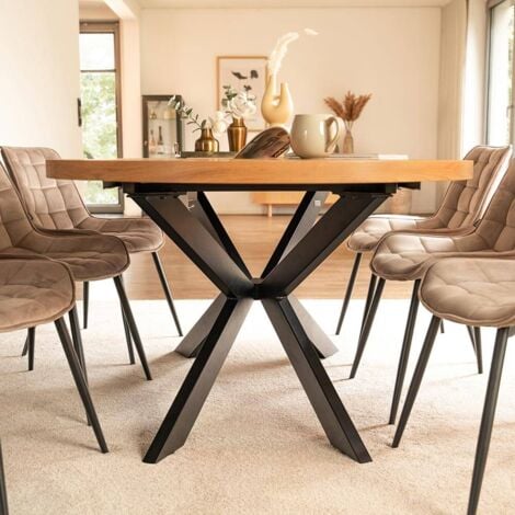 HOME DELUXE - Esstisch Oval Ausziehbar AVENTI inkl. Sternfuß - 160-200 x 100 cm  Farbe: Light Oak  Tisch Esszimmertische Runder Esstisch