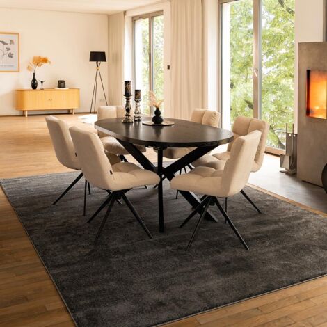 HOME DELUXE - Esstisch Oval Ausziehbar AVENTI inkl. Sternfuß - 160-200 x 100 cm  Farbe: Dark Oak  Tisch Esszimmertische Runder Esstisch