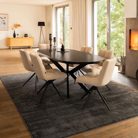 HOME DELUXE - Esstisch Oval Ausziehbar AVENTI inkl. Sternfuß - 160-200 x 100 cm  Farbe: Dark Oak  Tisch Esszimmertische Runder Esstisch