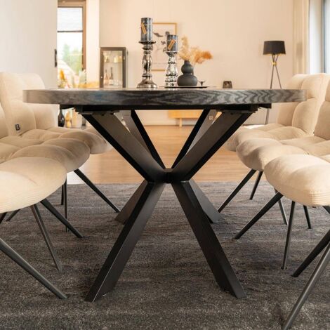 HOME DELUXE - Esstisch Oval Ausziehbar AVENTI inkl. Sternfuß - 160-200 x 100 cm  Farbe: Dark Oak  Tisch Esszimmertische Runder Esstisch