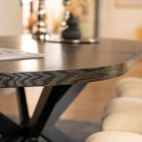 HOME DELUXE - Esstisch Oval Ausziehbar AVENTI inkl. Sternfuß - 160-200 x 100 cm  Farbe: Dark Oak  Tisch Esszimmertische Runder Esstisch