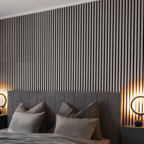 HOME DELUXE - Akustikpaneel SONIC - 80 x 40 cm  Farbe: Grey Oak, Menge: 6  Holz Akustikpaneele Wandpaneel Akustik