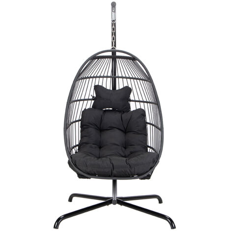 HOME DELUXE Hängesessel LOMA – Faltbar, 1 Sitzer in Schwarz Hängekorb, Hängestuhl, Gartenmöbel, Gartenschaukel Hängesessel faltbarer Hängesessel Outdoor Hängesessel