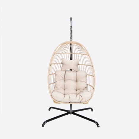 HOME DELUXE Hängesessel LOMA – Faltbar, 1 Sitzer in Beige Hängekorb, Hängestuhl, Gartenmöbel, Gartenschaukel Hängesessel faltbarer Hängesessel Outdoor Hängesessel