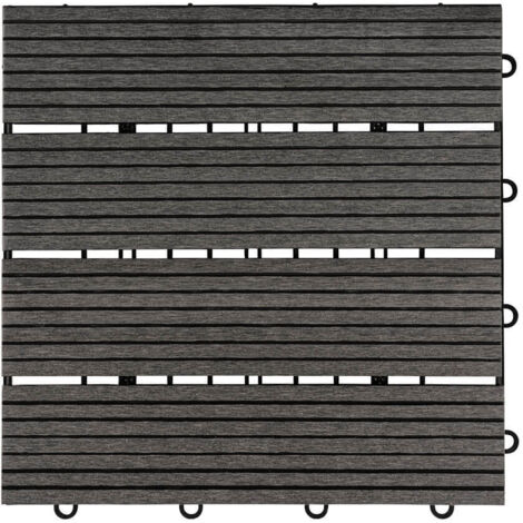 HOME DELUXE - WPC Klickfliese BAVARO - Anthrazit - 6 m² - 11 Fliesen á 30 x 30 cm I Klickfliese Terrassenfliese Balkonfliese Terrassenfliesen Holzfliesen Klickfliese Bodenfliesen