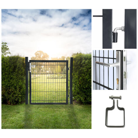 HOME DELUXE - Gartentor PORTARIUS - Farbe: Anthrazit, Höhe 180 cm - inkl. Griff, Schloss und Schlüssel I Gartenpforte Einfahrtstor Hoftür  Gartenzaun Tor