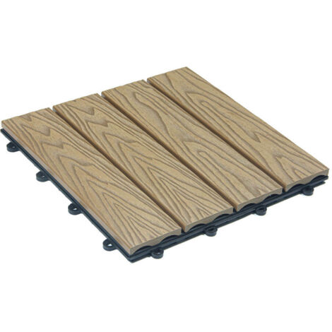 HOME DELUXE WPC Klickfliesen BAVARO PREMIUM - Teak 7.5 m² - Holzoptik Terrassenfliesen Holzfliesen Klickfliese Bodenfliesen