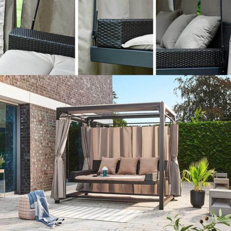 HOME DELUXE - Set PROVENCE - Kissenset + Matratze Auflagen, Garten - Zubehör Gartenliege Hängeschaukel Relaxliege Polyrattan