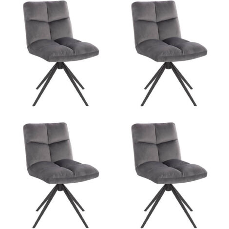HOME DELUXE - Esszimmerstuhl NODA 4er Set - Farbe: Hellgrau - 360 Grad drehbar, weiche Polsterung, bis 120 kg belastbar I Küchenstuhl Speisestühle Esszimmerstühle Esszimmerstuhl Esszimmersessel Polst (1/5)