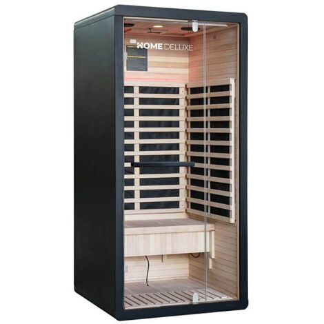 HOME DELUXE Infrarotkabine NERO S – Schwarz, Hemlock (90 x 90 x 190 cm)  Luxuriöses Design & leichte Montage  Infrarotkabine, Sauna, Wellness, Schwarz, LED Licht