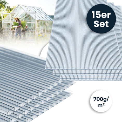 HOME DELUXE - Hohlkammerstegplatten Polycarbonat Doppelstegplatten VARUS - 58 x 118 cm 15er Set  Polycarbonat Stegplatten Hohlkammerplatten Doppelstegplatten
