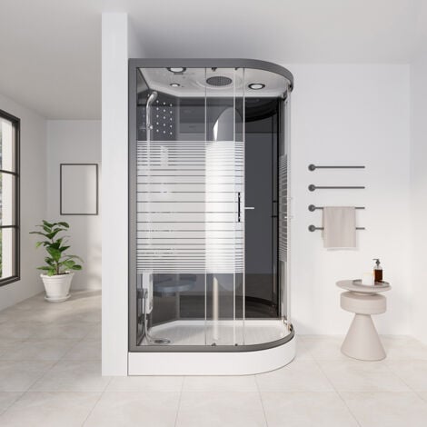 HOME DELUXE - Duschkabine BLACK PEARL mit Regendusche  Farbe: Schwarz, Größe: 120 x 80 cm Rechts  Dusche Duschkabine Duschtempel Duschabtrennung