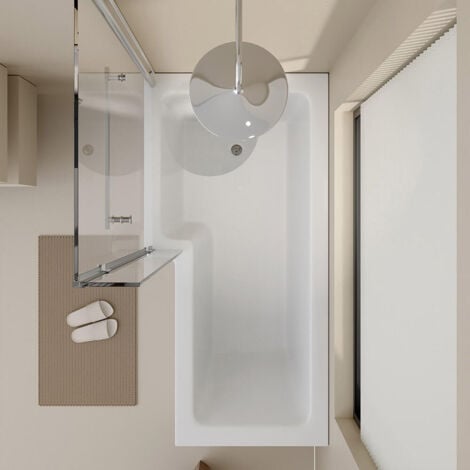 HOME DELUXE - Duschbadewanne ELARA - 170 x 85 cm Rechts  Badewanne Wanne Badewannenaufsatz Duschwand