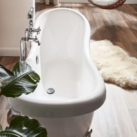 HOME DELUXE - Freistehende Badewanne FAMA - 176 x 74 cm  Badewanne Acrylwanne Wannen Duschen