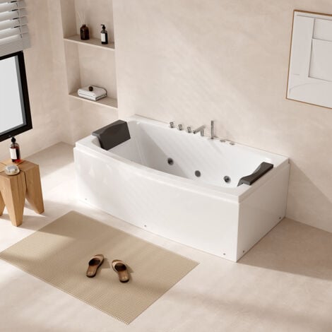 HOME DELUXE - Whirlpool Badewanne - NOOR - weiß mit Handbrause und