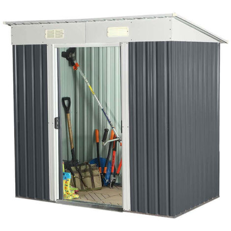HOME DELUXE - Geräteschuppen BOHIO - Größe: M - Maße 195 x 121 x 180 cm, Raumfläche 2,2 m², inkl. Fundament I Gerätehaus Gartenschuppen Gartenschrank Gerätehaus Metall Gartenhaus Metallschuppen