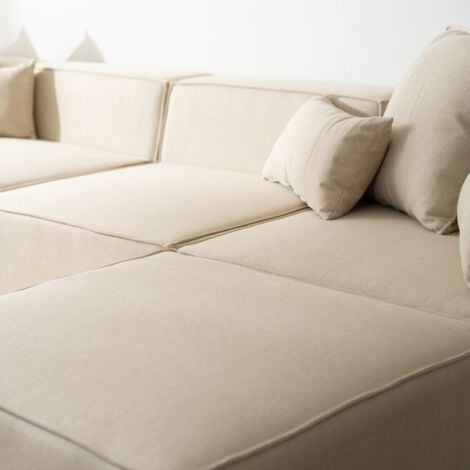 HOME DELUXE - Modulares Sofa VERONA  Farbe: Beige, Ausführung: XL  Couch Sofa Couchgarnitur Modulsofa