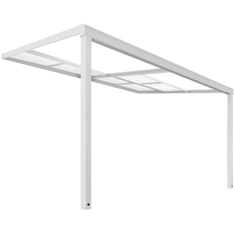 HOME DELUXE - Terrassenüberdachung SOLIS DELUXE Farbe: Weiß, Größe: 390 x 295 x 233 / 272 cm Terrassendach Pergola Überdachung Terrassenüberdachung