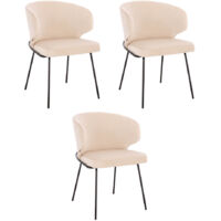 HOME DELUXE - Polsterstuhl AMARA- 3 Stück, Farbe: Samt Beige - weiche Polsterung, bis 120 kg belastbar I Küchenstuhl Speisestühle Esszimmerstühle Stuhl Polsterstuhl Esszimmerstuhl Esszimmerstühle